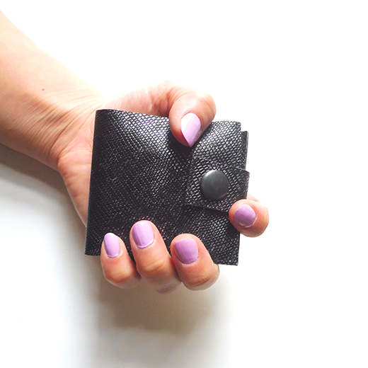 Smallest Tiny Unisex Women's Cash Wallet. Black Lizard Iridescent Foil